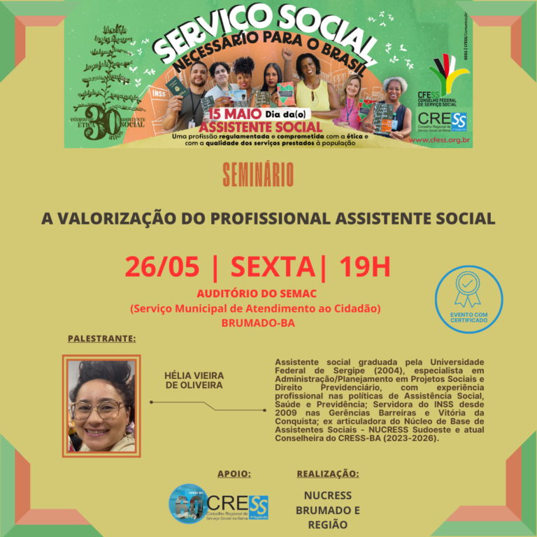 NUCRESS Brumado realiza sua última atividade em comemoração ao Dia da/o Assistente Social; confira