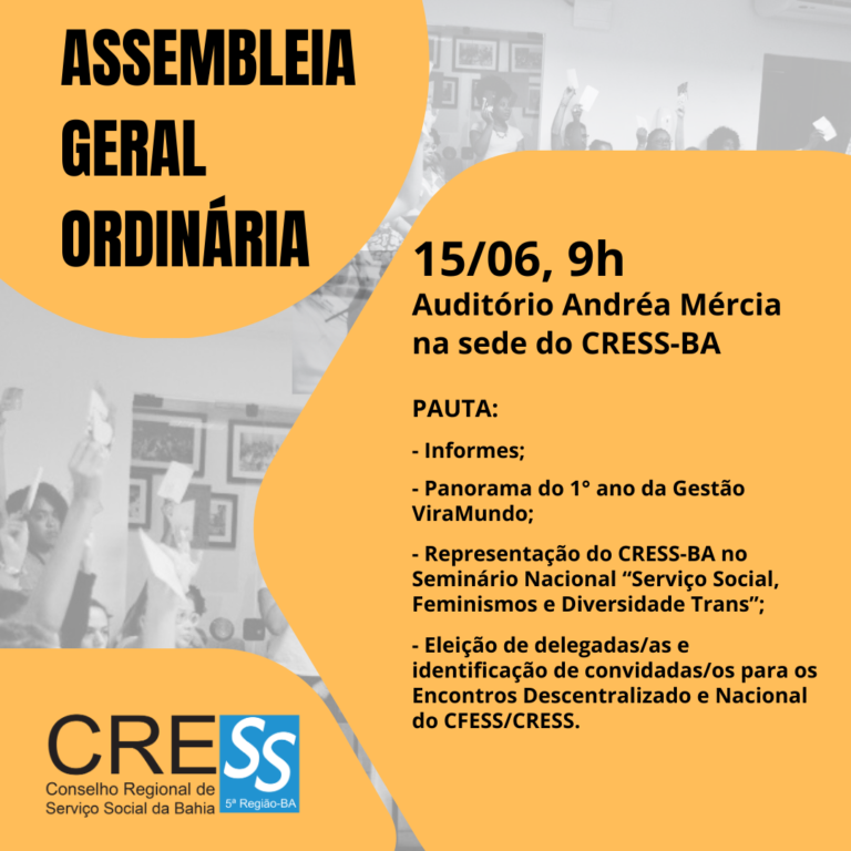 Assembleia Geral Ordinária do CRESS-BA no dia 15 de junho