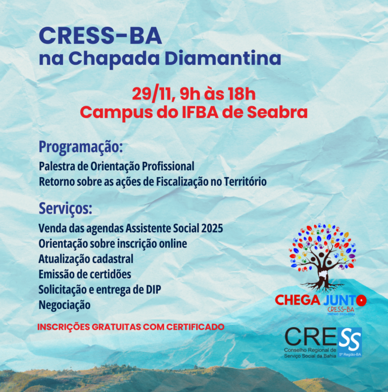 CRESS-BA chega junto no território da Chapada Diamantina dia 29/11
