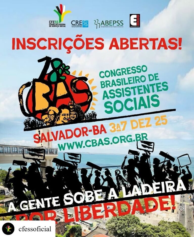 Inscrições abertas para o 18° Congresso Brasileiro de Assistentes Sociais (CBAS)