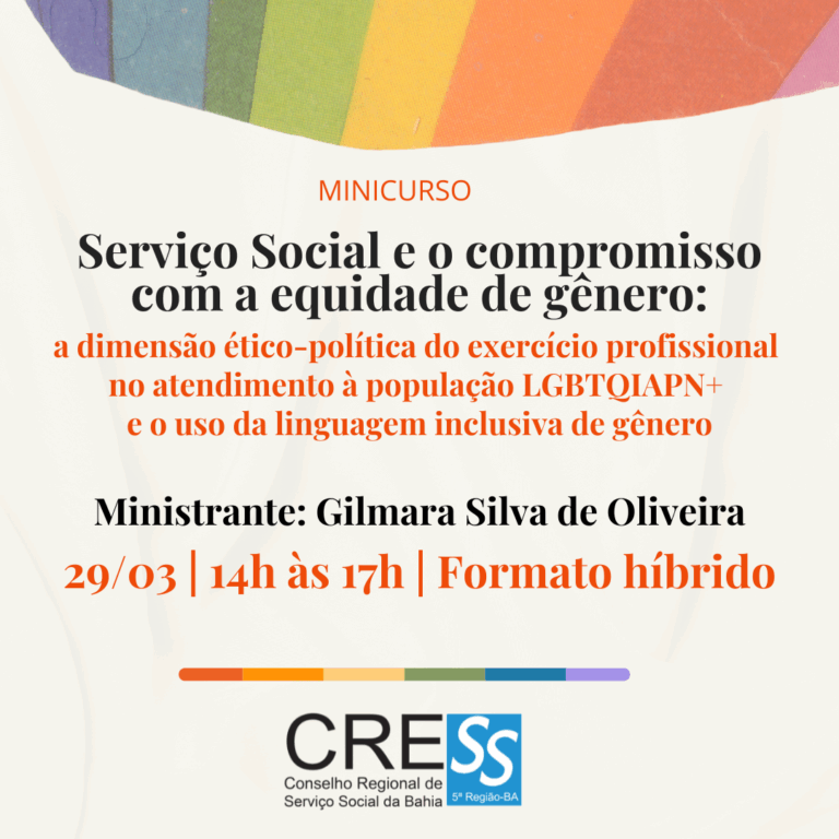 CRESS-BA promove minicurso sobre Serviço Social e equidade de gênero