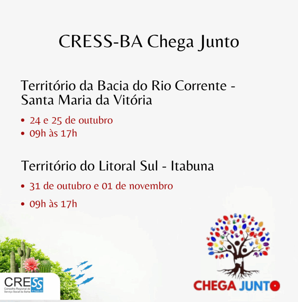 CRESS-BA realizará atividades em Santa Maria da Vitória e Itabuna.