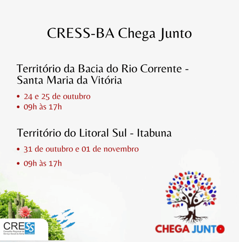 CRESS-BA realizará atividades em Santa Maria da Vitória e Itabuna.