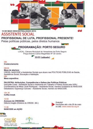 15 de maio descentralizado 2015: Programação em Porto Seguro