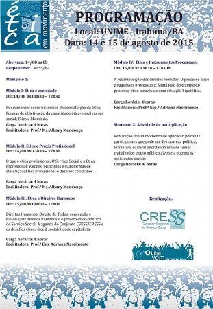 Confirmadas programações das atividades comemorativas do dia da/o assistente social em Carinhanha, Igrapiúna e Santa Maria da Vitória