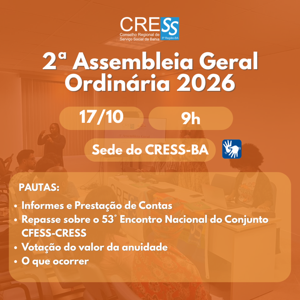 CRESS-BA realiza a 2ª Assembleia Geral Ordinária de 2026